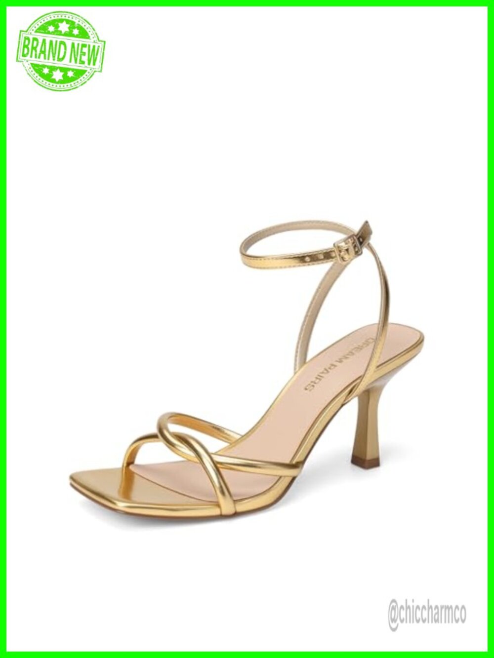 DREAM PAIRS Women's Faux Leather Ankle Strap Kitten Heel Sandals Square Toe